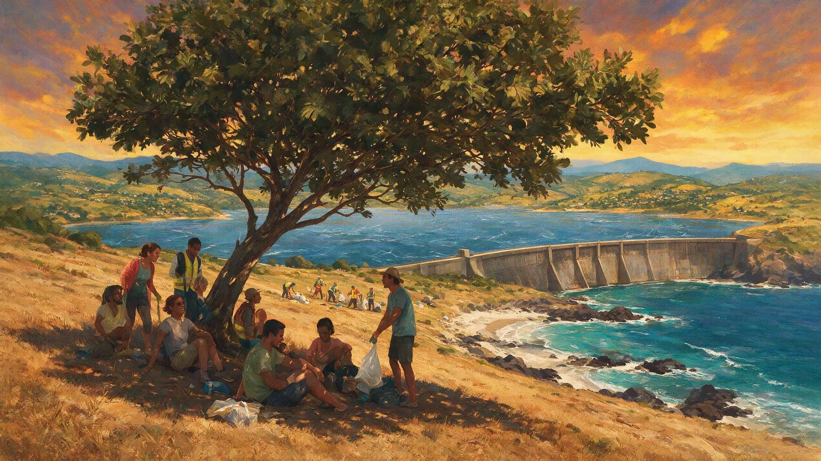 The day's cover: one painted scene made from today's pieces