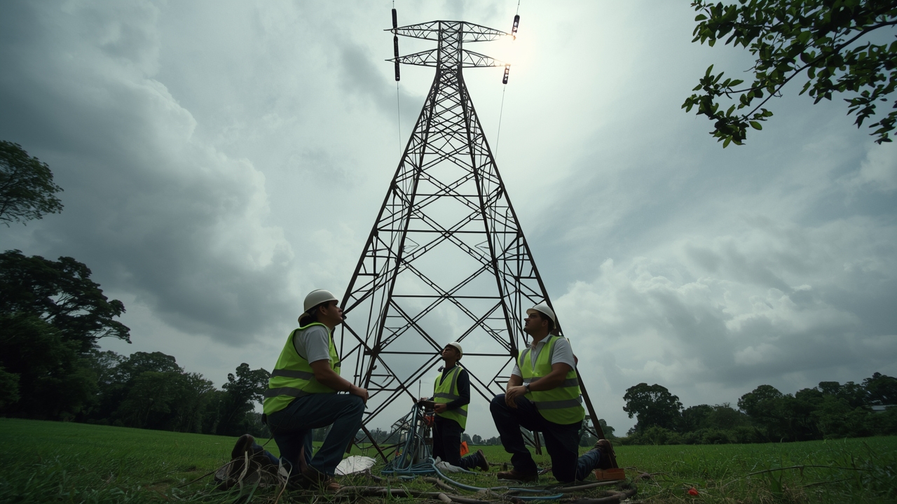 Crew inspects damage after blackout report