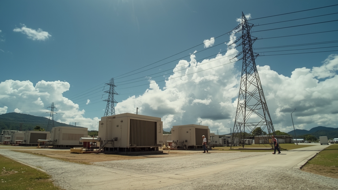 Workers at a Puerto Rico power plant amid generation deficit
