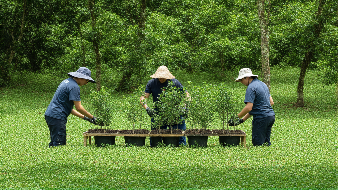 Volunteers distribute native trees in Puerto Rico park