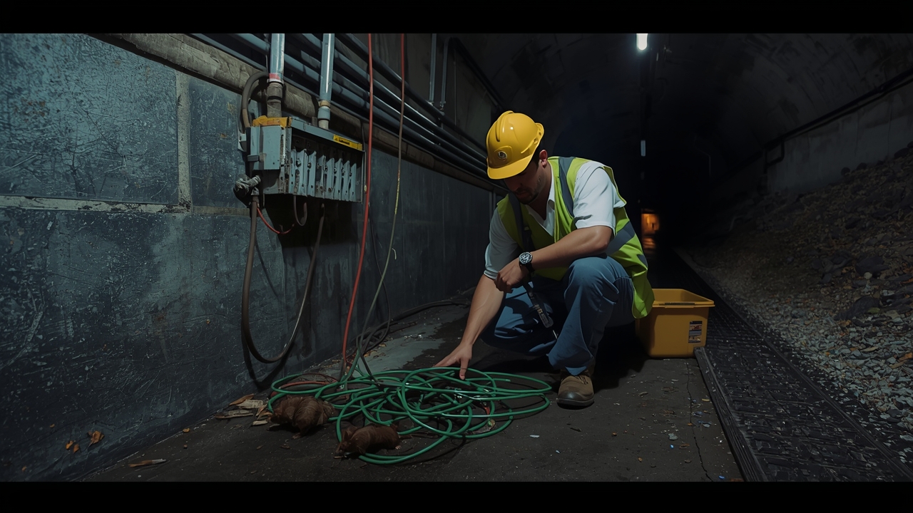Worker inspects cable damage amid outage controversy